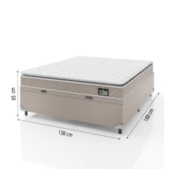 Cama Box Baú Casal Colchão D45 com Pillow Top Hellen Strong Bege 138x188x65cm Suporta até 150kg — foto 4