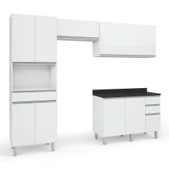 Armário Cozinha Completa Top Class 4 Peças Com Balcão Branco — foto 1