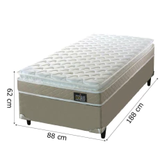 Cama Box Solteiro Colchão D45 com Pillow Top Hellen Strong 88x188x62cm Bege — foto 3