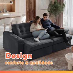 Sofá Retrátil e Reclinável 4 Lugares 2,52m Veludo Ilhéus — foto 12