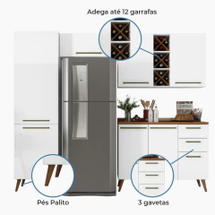 Armário De Cozinha Completa Com Adega 7 Portas 3 Gavetas Favorita — foto 4