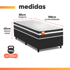 Cama Box Solteiro Molas Ensacadas Bali 88x188x60cm — foto 10