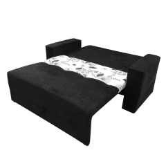 Sofá-Cama 2 Lugares Pratik 5000 Mamflex Preto/Cinza Floral Suede Amassado — foto 3