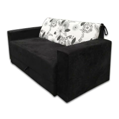 Sofá-Cama 2 Lugares Pratik 5000 Mamflex Preto/Cinza Floral Suede Amassado — foto 1