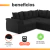 Sofá de Canto 5 Lugares Retrátil Qatar Suede Preto - Esquenta Black Friday: Móveis até 40% OFF | Esplanada móveis