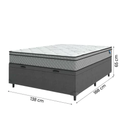 Cama Box Baú Casal Colchão Molas Ensacadas Mirage 138x188x65cm Cinza/Branco Umaflex - Suporta até 12 — foto 4