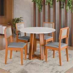 Conjunto Sala de Jantar Mesa Athenas Redonda 4 Cadeiras Santiago Dobuê — foto 3