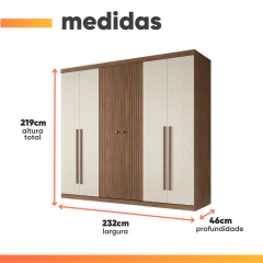 Guarda Roupas Casal Detalhes Frisados Com 6 Portas 4 Gavetas Buriti Andirá — foto 4