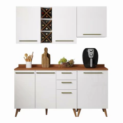 Armário De Cozinha Completa Com Adega 6 Portas 3 Gavetas Favorita Branco / Natura — foto 1