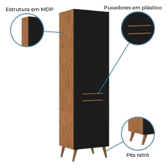 Paneleiro Duplo 2 Portas Favorita Natura / Preto TX — foto 4