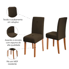 Conjunto 2 Cadeiras Estofada Sala de Jantar Trieste Dobuê — foto 11