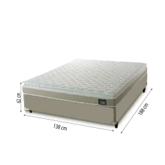 Cama Box Casal Colchão D45 com Pillow Top Hellen Strong 138x188x62cm Bege - Suporta até 150kg — foto 3