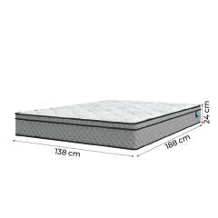 Colchão Casal Molas Ensacadas Mirage 138x188x24cm Cinza/Branco Umaflex — foto 2