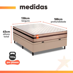 Cama Box Baú Casal Molas Ensacadas Bali 138x188x63cm — foto 3