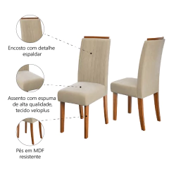 Conjunto de 2 Cadeiras Estofada Sala de Jantar Grécia Dobuê — foto 7