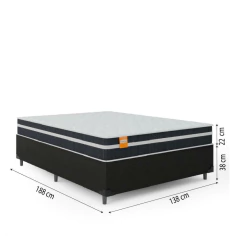 Cama Box Casal Colchão Molas Qatar 138x188x60cm - Suporta até 200Kg Por Pessoa — foto 3