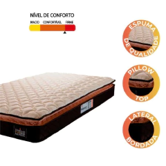Colchão Solteiro Espuma D33 Pillow Top Millenium 88x188x19cm Marrom/Branco Hellen - Suporta até 120k — foto 4
