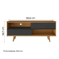Rack Bancada Para TV até 50 Polegadas NT1180 Notável Preto / Freijó Trend — foto 3