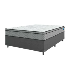 Cama Box Casal Colchão Molas Ensacadas Mirage 138x188x62cm Cinza/Branco Umaflex - Suporta até 120kg — foto 1