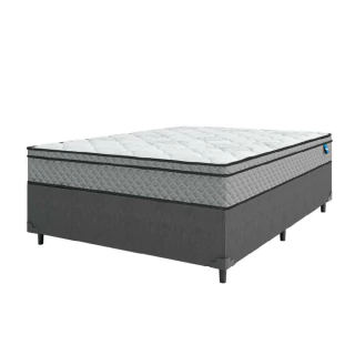 Cama Box Casal Colchão Molas Ensacadas Mirage 138x188x62cm Cinza/Branco Umaflex - Suporta até 120kg