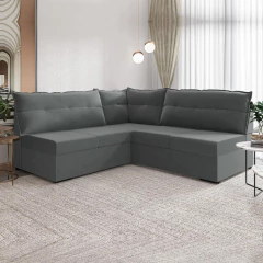 Sofá de Canto 5 Lugares Renaut Suede Cinza Mamflex — foto 2