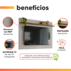 Painel Para TV Até 70 Polegadas 1,80m NT1305 Freijó / Off White Notável — foto 4