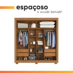 Guarda Roupas Casal 2 Portas de Correr 4 Gavetas Titanium Zanzini — foto 10