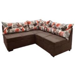 Sofá De Canto 5 Lugares Renaut Suede Marrom / Palmeira — foto 1
