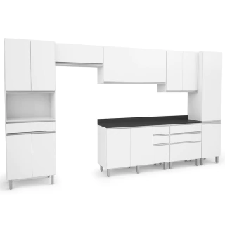 Armário de Cozinha Completa Top Class 7 Peças com 12 Portas Branco