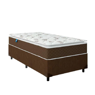 Cama Box Solteiro Colchão Molas Ensacadas Pillow Top Martino 88x188x63cm Marrom/Branco Umaflex