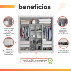 Guarda Roupas Casal 2 Portas de Correr 4 Gavetas Titanium Zanzini — foto 4