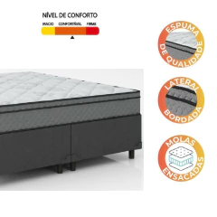 Cama Box Casal Queen Colchão Molas Ensacadas Mirage 158x198x62cm Cinza/Branco Umaflex — foto 5
