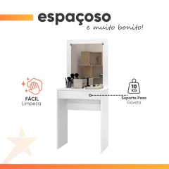 Penteadeira Sofie Com Espelho 1 Gaveta Branco — foto 4