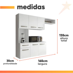 Armário de Cozinha Completa Suspenso com Balcão 6 Portas 1 Gaveta Belíssima — foto 3