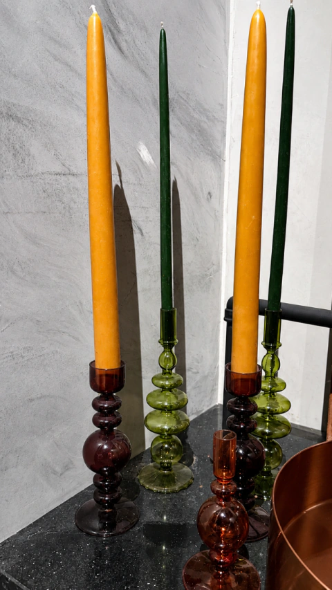CANDELABRO VIDRIO VERDE
