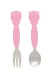 Jogo de Colher e Garfo Cabo em Silicone Porquinho Rosa - Marcus&Marcus