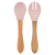Colher e Garfo Silicone e Bambu Dig In Pinky Pink - Minikoioi