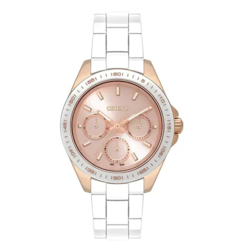 RELÓGIO ORIENT CERAMIC FEMININO ANALÓGICO FTSKM002 R1BX ROSE GOLD