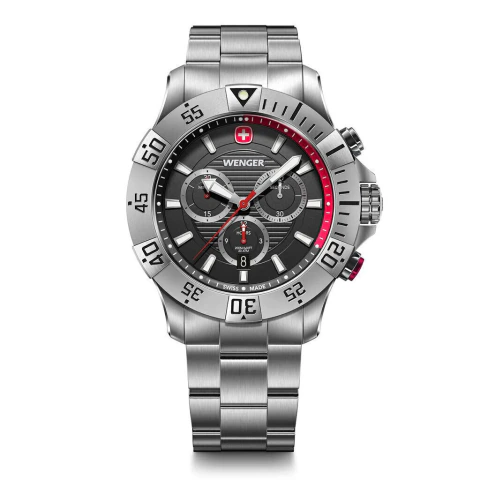 Relógio Wenger Seaforce Chrono 43mm 200m Preto com Pulseira de Aço 01.0643.123