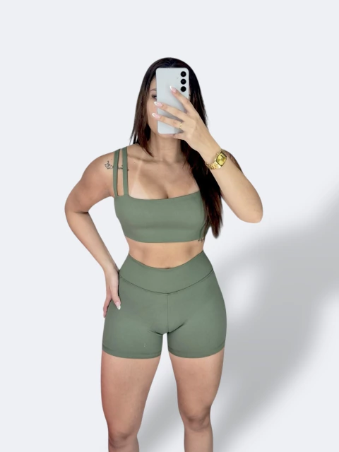 Conjunto Alça dupla Poliamida - Verde Militar