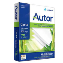 Caja x10 Resmas Papel Autor Carta 75gr 5000 Hojas - Emubi