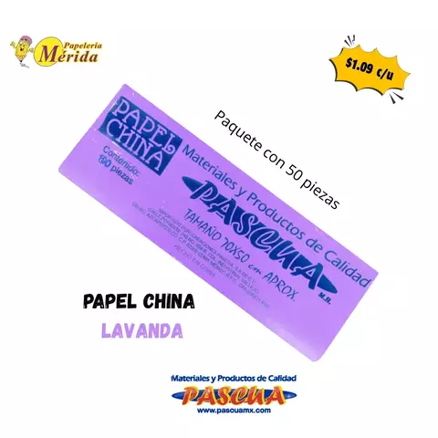 Papel China Lavanda Con 50 - comprar en línea