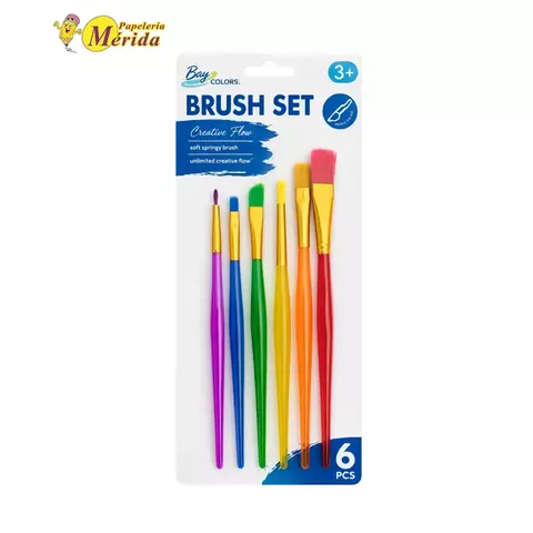 Pinceles Plasticos De Colores Con 6 - comprar en línea