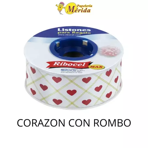 Listón Blanco Corazon Con Rombos Ribocel 50 Metros #9 - comprar en línea