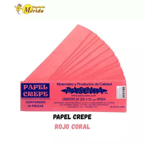 Papel Crepe Color Coral Con 10 - comprar en línea