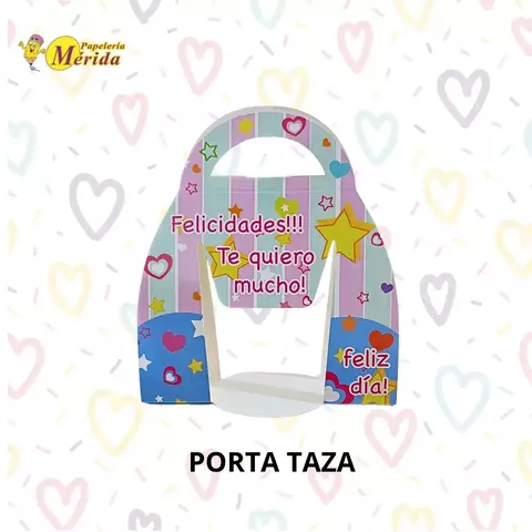 Porta Taza Felicidades Lineas Colores Pastel - comprar en línea