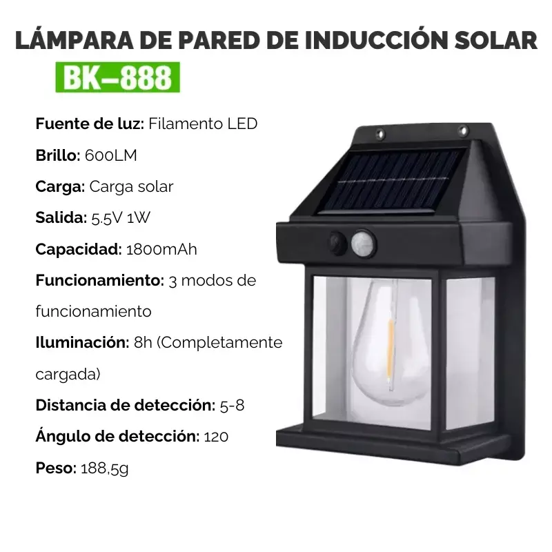 Farol solar exterior con sensor