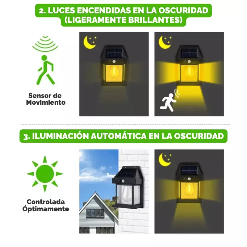 Farol solar exterior con sensor