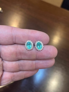 BRINCO ESMERALDA OVAL PRINCESS COM DIAMANTE - loja online