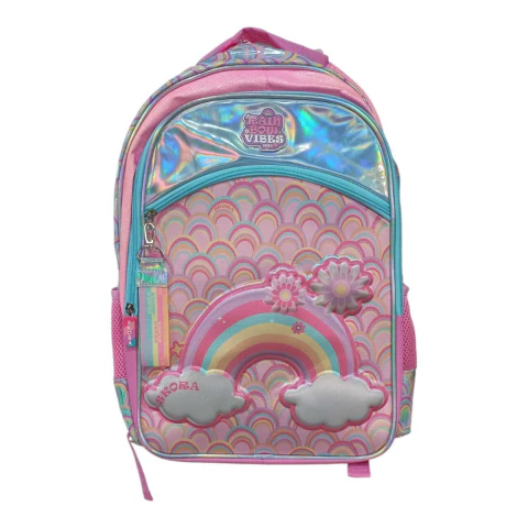 MOCHILA SKORA THINK HAPPY CON LLAVERO ARCO IRIS 35344